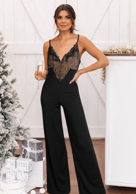 Well Played Lace V Neck Bodice Jumpsuit