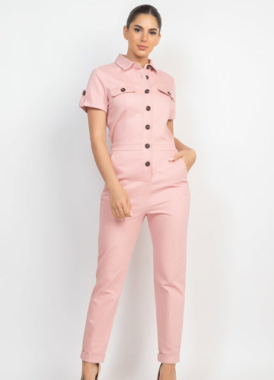 Sandy Dreams Collared Jumpsuit