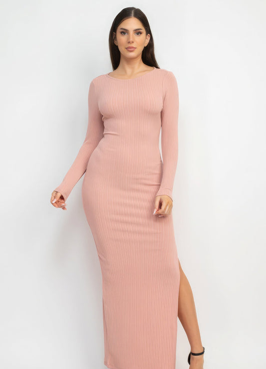 All The Way Side Slit Bodycon Maxi Dress