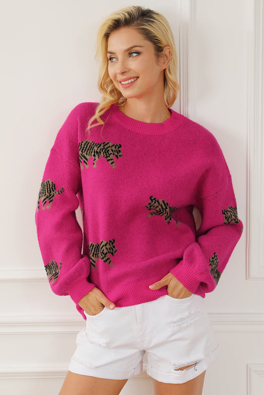 Keep Your Balance Animal Pattern Knitted Sweater