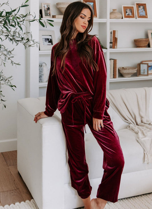 What’s Been Going On Solid Velvet Loungewear Set